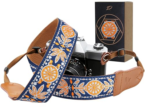 Padwa Lifestyle Camera Strap - 2 Wide Cowhide Head Cotton Camera Straps for Photographers,Vintage Universal Neck & Shoulder Camera Straps for All DSLR Cameras