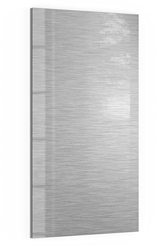 DEQORI Glas-Magnettafel | 50x100 cm groß | Motiv Gebürsteter Stahl | Memo-Board aus Glas | Magnetboard inkl. Magnete, Stift & Tuch für Küche & Büro | Tafel magnetisch & beschreibbar