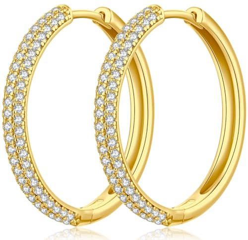 jiamiaoi Weißgold plattiert Creolen Silber Groß 925 Sterling Silver Creolen Damen Ohrringe Creole Nickelfrei Größe 30mm/40mm/50mm