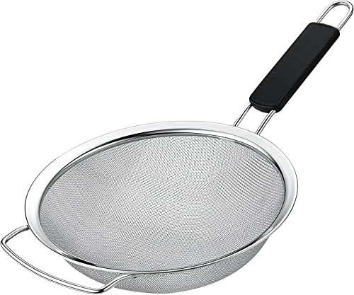 Kafoor 7 Fine Mesh Strainer with Thermo Plastic Rubber Handle - Sieve Fine Mesh Stainless Steel - Ideal to Strain Pasta, Quinoa and Rice.