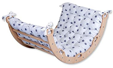 Kidodido Kletterbogen | Montessori Bogen mit Kissen | Bogenwippe für Kinder mit Kissen | Unisex Drinnen und Draußen Kleinkind Kletter Bogen (Klein Bogen + Stern Kissen)