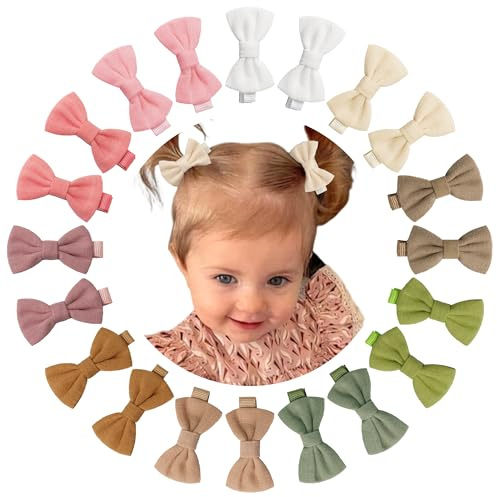 CÉLLOT 20Pcs Baby Bow Clips 2 inch Bows Fully Lined Hairpin for Baby Girls