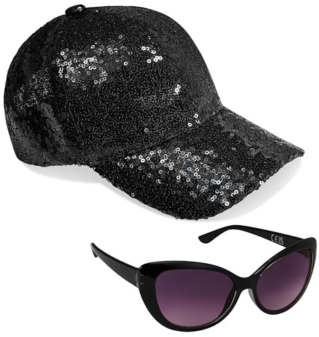 CityComfort Set Gorra y Gafas de Sol Niña, Gorra de Béisbol y Gafas Sol con Protección UV (Negro)