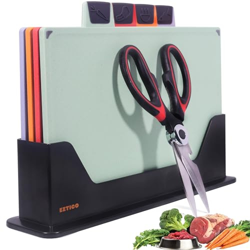 EZTICO - Taglieri per alimenti, senza BPA, set di taglieri atossici, accessori da cucina lavabili in lavastoviglie, grandi taglieri in plastica per cucina, salumi, organizer per taglieri
