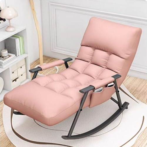 Diodceraic Schaukelstuhl Wohnzimmer Relaxsessel, Relaxliege, Lesesessel Loungesessel, Rosa, Metall, Liegefunktion, verstellbare Rückenlehne/Fußstütze, Entspannen