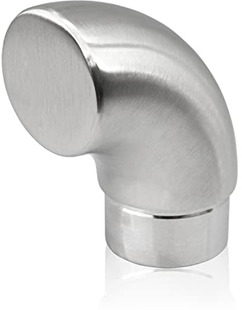 PRIOstahl Endbogen Handlauf Endstück x 1 Stück 42,4mm 90 Grad zum Stecken und Kleben Bogen Rohrabschluss Endkappe Steckfitting Abschluss für Rundrohr Geländerbau aus Edelstahl V2A