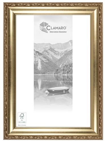 CLAMARO 'FRANZ' Bilderrahmen Antik 70x100 Massivholz | Gold Antik | Shabby Chic Vintage Barock | Holzrahmen inkl. Acrylglas, Rückwand, Aufhänger (Querformat & Hochformat)
