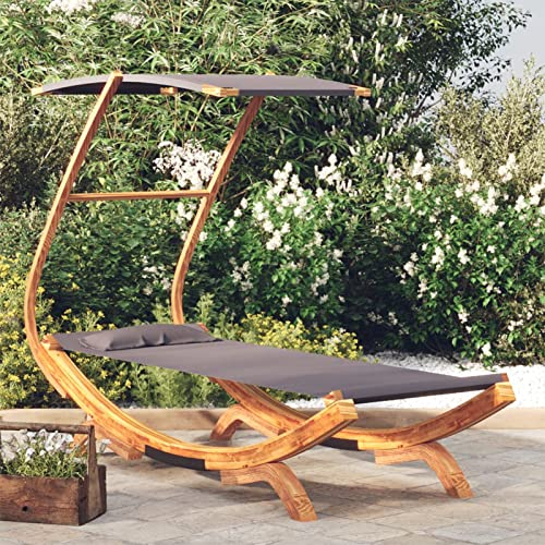Rantry Sonnenliege mit Dach 100x190x134 cm Bugholz Massiv Anthrazit Betten und Zubehör Model313944