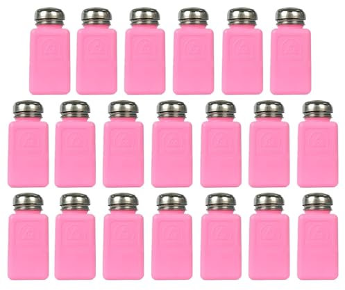 Lot de 20 flacons de solvant de 200 ml | Flacon carré antistatique | EPA ESD Safe One Touch Press Distributeur de liquide en acier inoxydable pour frotter l'alcool/vernis à ongles Distributeur de