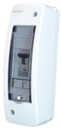 RoadEu - Coffret de chantier Tableau Electrique, Disjoncteur de protection 16A C - Disjoncteur Phase + Neutre L1+N. Boîte Électrique Équipé