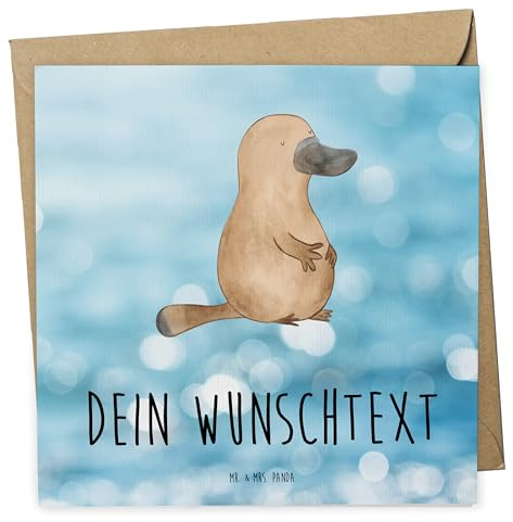 Mr. & Mrs. Panda Personalisierte Grußkarte Schnabeltier Mut - Geschenke, Karten, Motivation, Postkarte personalisiert, Meer, Karte, Training, Lebensweisheit, Neustart, Arbeit