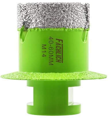 FACHLICH Scie cloche pour carrelage - 40 mm - Foret diamanté en porcelaine - Filetage M14 - Décapsuleur de lavabo - Pour marbre, céramique, carrelage, granit