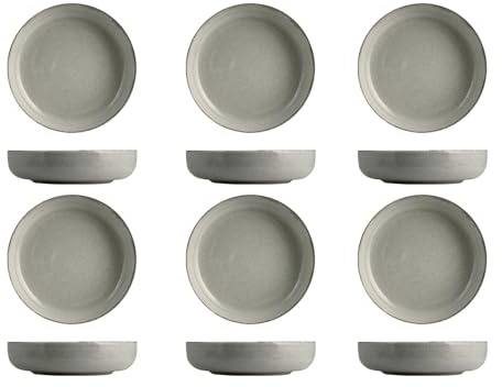 H&H Set 6 Suppenteller Pearl 19 cm grau