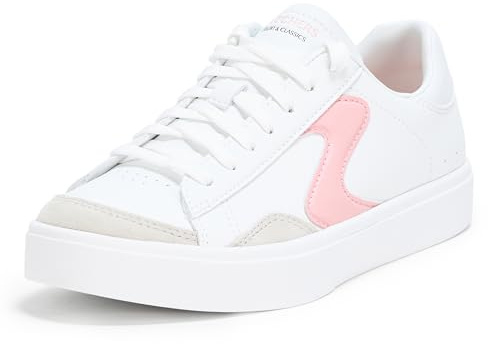 Skechers Women's Eden Lx Slick Talk Sneaker, White/Pink Duraleather/Gray Trim, 5 UK