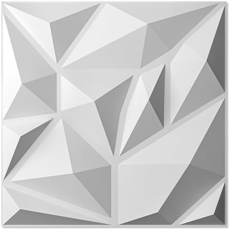 Art3d 20 Pack Decorative 3D Wall Panels, 19 Sq.Feet PVC Interior Wall Decor for Office, Bedroom, Kitchen, 11.8x11.8, White