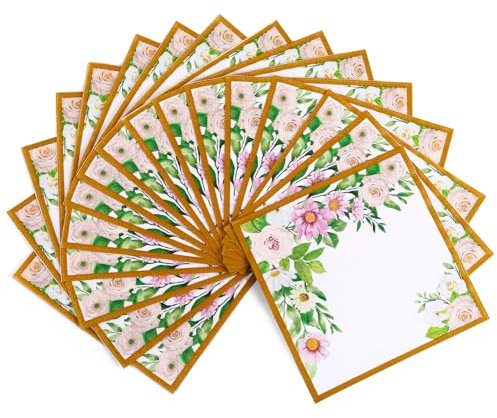 GWHOLE 50 Stück Servietten Blumen 3-lagig Papierservietten 33 x 33 cm Bunt für Geburtstage, Partys, Hochzeiten, Taufe, Kommunion und Feiern