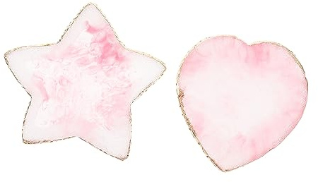 NOLITOY Paletas de Manicura Prácticas 2 Piezas Corazón y Estrella Tamaño Estándar Resina Rosa para Exhibición de Puntas de Uñas Arte Uñas Salón Uso Doméstico