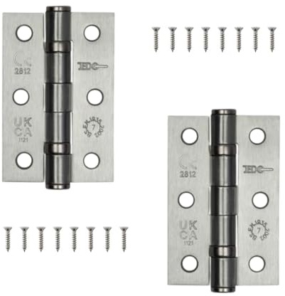 Door Hinges 3 inch Satin Chrome Ball Bearing Butt Hinges Grade 7 Steel Door Hinge for Wooden Doors 2 Pack