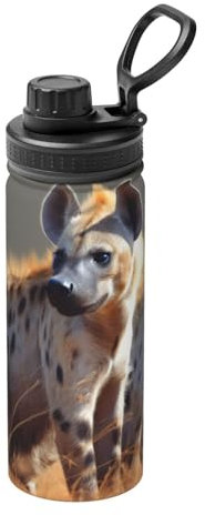 FHESDMN Animals Hyena Printed Insulated Water Bottle,Leak-Proof Thermal Bottle, Sports Bottle For Gym, Bike,Hiking,Gifts For Birthday Christmas,18oz