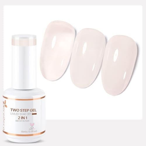 Nicedeco Halvpermanent nagellack 2-i-1 gelé gel nagellack gör-det-själv nagelkonst högglansigt gelnagellack med ett steg UV/LED-blöt av baslack 1 x 10 ml - 011