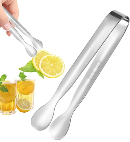 Pinze da portata – mini pinze in acciaio inox, piccole pinze per salumi, grigliate, tea party | Robusta paletta per antipasti per formaggio, frutta, dessert, cubetti di ghiaccio | Strumento da bar