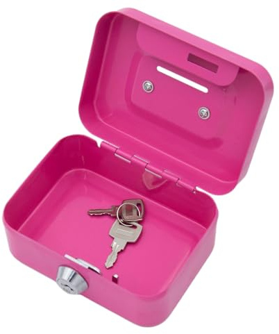 Metal Money Box With Key 5 Cash Box Lockable Portable Petty Cash Deposit Tin With Removable Change Tray For Kids Shop Office Multicolor Small Savings Tin For Daily Sales Coin Collection