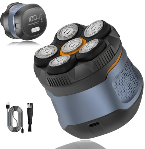 Anluomania 6D Rasoir Tête Chauve Homme, Rasoir Electriques Hommes, Tondeuse à Barbe, Tête Magnétique, IPX6 Étanche, Ave écran LED, Sec & Humide, pour Tondre Les Cheveux, La Barbe