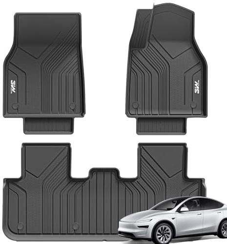 3W Floor Mats Fit for Tesla Model Y Juniper Premium Performance New Standard 2025 2026, Thorex™ All Weather Dog Friendly Full Coverage 1st and 2nd Car liners, Custom Fit Accessories