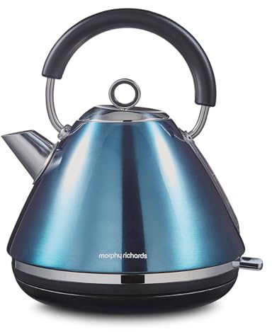 Morphy Richards Accents Pyramid Kettle, 1.5L, 3KW Rapid Boil, 360 Base, Removable Limescale Filter, Easy View Window, Ring Pull, Blue, 102049