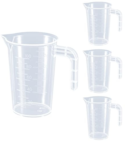 Messbecher 100ml, Messbecher Set 4 Stück Measuring Cups Präzisions Hitzebeständig Kunststoff Ml Measuring Cup mit Skala, für Labor Küche Waschmittel Chemikalien