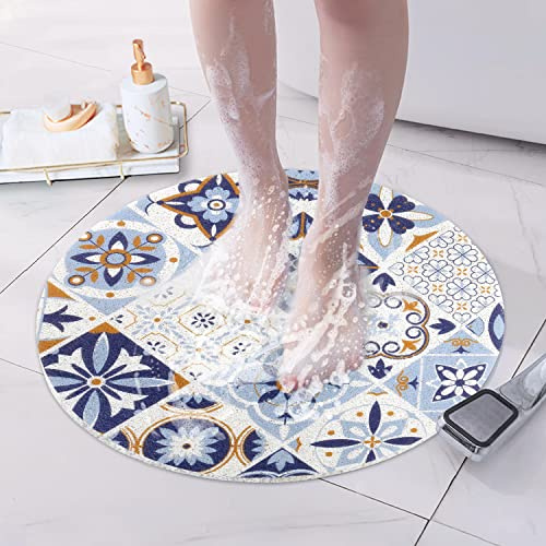Lurowo rutschfeste Duschmatte 60x60 cm, duschmatte rund 60, antirutschmatte dusche, duscheinlage Maschinenwaschbare Antirutschmatte für Dusche (Blau, 60x60 cm)