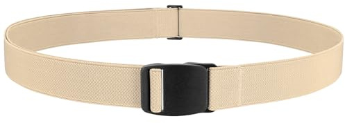 WHIPPY Unsichtbarer Damen elastischer Gürtel Verstellbarer Stretchgürtel Mit Flacher Schnalle Taillengürtel Für Jeans Hosen, Schwarze Schnalle Beige