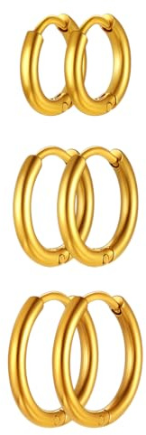 U7 3 Paires Petites Boucles Oreilles Femme Mini Créoles Oreilles Mariage 8/10/12mm Piercing Oreilles Women Earring