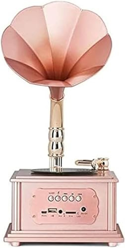 Bluetooth Record Player, Vintage Portable Grammophone with Subwoofer, Aux-in, CD, FM/AM Radio, 45RPM Adapter