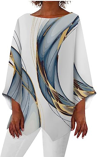 Blouse Femme Chic Et Élégant Fluide Chemisiers Et Blouses Tunique Chemise en Lin Été Longue Grande Taille Col Rond Mode Imprimé Shirt