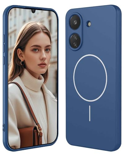 GOGME Funda De Silicona Líquida para Motorola Moto E13 con Carcasa Suave Y Shockproof Cover, Slim Case, Compatible con MagSafe - Azul