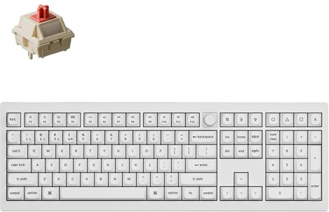 Keychron V6 Ultra 8K Full Size Wireless Mechanical Keyboard, 8000Hz, Hot-Swappable Red Switch, RGB Backlight, PBT Keycaps, 2.4GHz/Bluetooth/Wired, ZMK/Web Launcher, for Windows macOS Linux– White