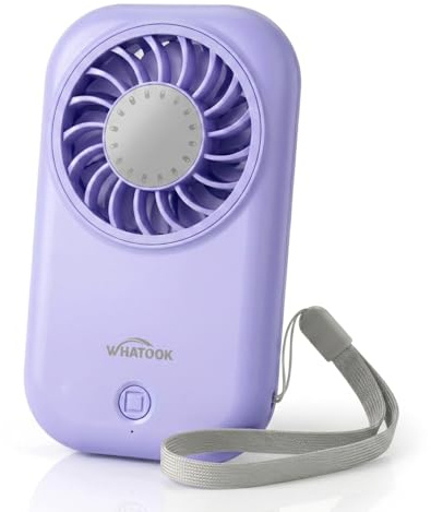 WHATOOK Mini handfläkt, 11 000 varv/min stark handfläkt med 5 hastigheter, 56 g ultralätt bärbar fickfläkt för resor och resor, USB-C uppladdningsbar personlig fläkt för smink