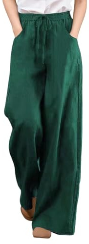 RYTEJFES Pantaloni Eleganti Donna Larghi Joggers Boho Palazzo Baggy Lunghi Estivi Lino Pantaloncini Curvy Leggins Traspiranti Trekking Leggeri Elasticizzati Vita Alta di