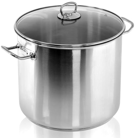 Pentola Per Zuppa Di Pesce, Pentola In Acciaio Inossidabile Con Coperchio, Pentola Con Coperchio Pentola Grande Profonda Casseruola Pentole Da Cucina Pentola Per Zuppa Con Doppio Manico(20L)