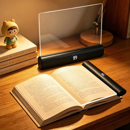 AUYI LED Buchlampe Wiederaufladbar Flaches Leselicht fürs Bett mit 3 Lichtfarben Stufenlos Dimmbar Augenschonende Leselampe Tragbar für Lesen Zuhause und Unterwegs (Schwarz)