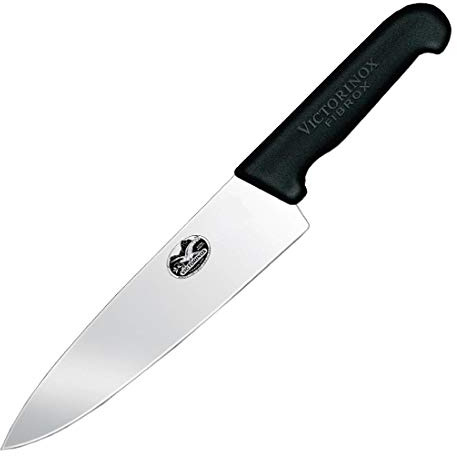 Victorinox Fibrox Pro Chef’s Knife, 8 Inch - Swiss Army Kitchen Knife, High Carbon Stainless Steel Blade, Non-Slip Fibrox Handle, Dishwasher Safe, Black