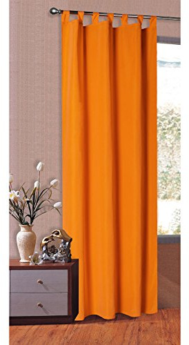 Tenda Opaca, Tinta Unita, con Passanti, Realizzata in Raso e Microfibra, cod. prod. 20400, Orange, 225 x 140 cm