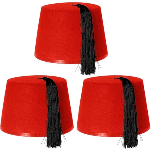 ILOVEFANCYDRESS KUKI FEZ ROT FASCHING MÜTZE MIT QUASTE-FILZHUT IN SCHWARZ FÜR MÄNNER IDEAL amp; WOMEN FÜR KALTE KRIEG RUSSISCH, TÜRKISCH, ARABER, ZEIT REISEN DOCTOR