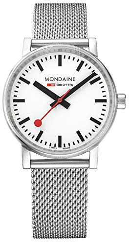 Mondaine – Evo2 – herr- och damklocka 35 mm – officiell schweizisk järnvägsklocka – 30 m vattentålig – safirkristall – olika variationer – klockor för män och kvinnor, SILVER, Armband
