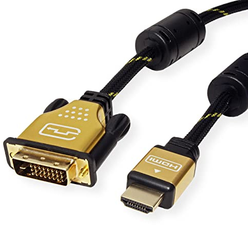ROLINE 11.04.5891 2m HDMI DVI Negro, Oro adaptador de cable de vídeo - Adaptadores de cable de vídeo (2 m, HDMI, DVI, Macho, Macho, Oro)