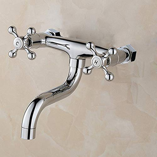 SHIOUCY Wandmontage Wasserhahn Küchenarmatur Armatur Mischbatterie für Spültisch 1/2 Wand Küchen Spültischarmatur 360 ° Armaturen Badezimmer, Versand aus Deutschland