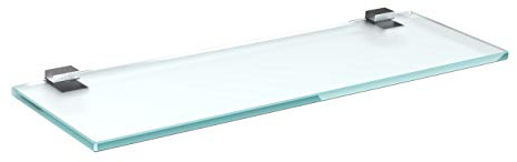 bijon Glasregal Glasablage Wandregal Glas Bad-Regal Glas Badezimmer Regal Badablage Ablageregal - 8mm Hartglas, 50 x 20 cm, Milchglas + Halterung G - Edelstahl Optik