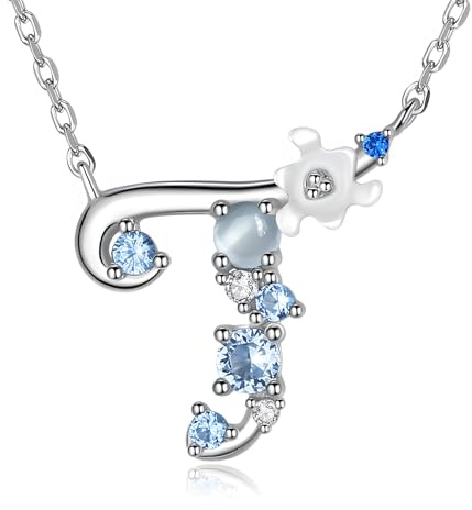 VIKI LYNN Damen Initiale Halskette Buchstabe A-Z Alphabet Anhänger Schmuck 925 Sterling Silber und Zirkonia Anfangsbuchstaben Personalisierte Geschenke für Mädchen Frauen
