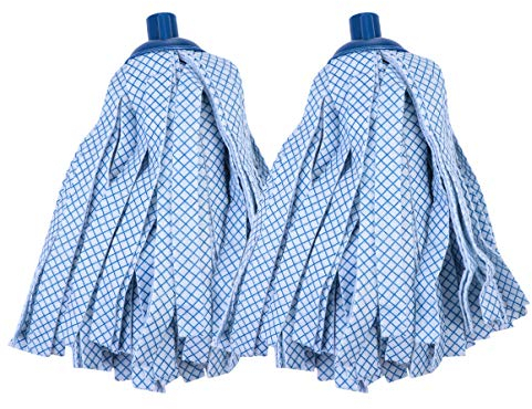 Cabilock Mikrofaser Moppkopf Ersatz Klassisch Soft Ersatzkopf mit Saugfähigen Wischstreifen Wringmop für Hartnäckige Fliesen Steinböden Flecken 2 Stücke (Blau)